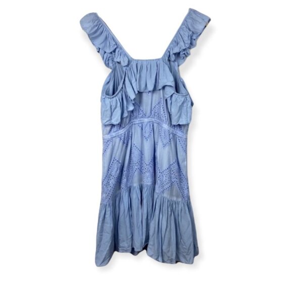 Revolve Aijek Maria Flutter Sleeve Mini Dress Blue Size 10 / 12 Ruffle Bohemian - Picture 4 of 10